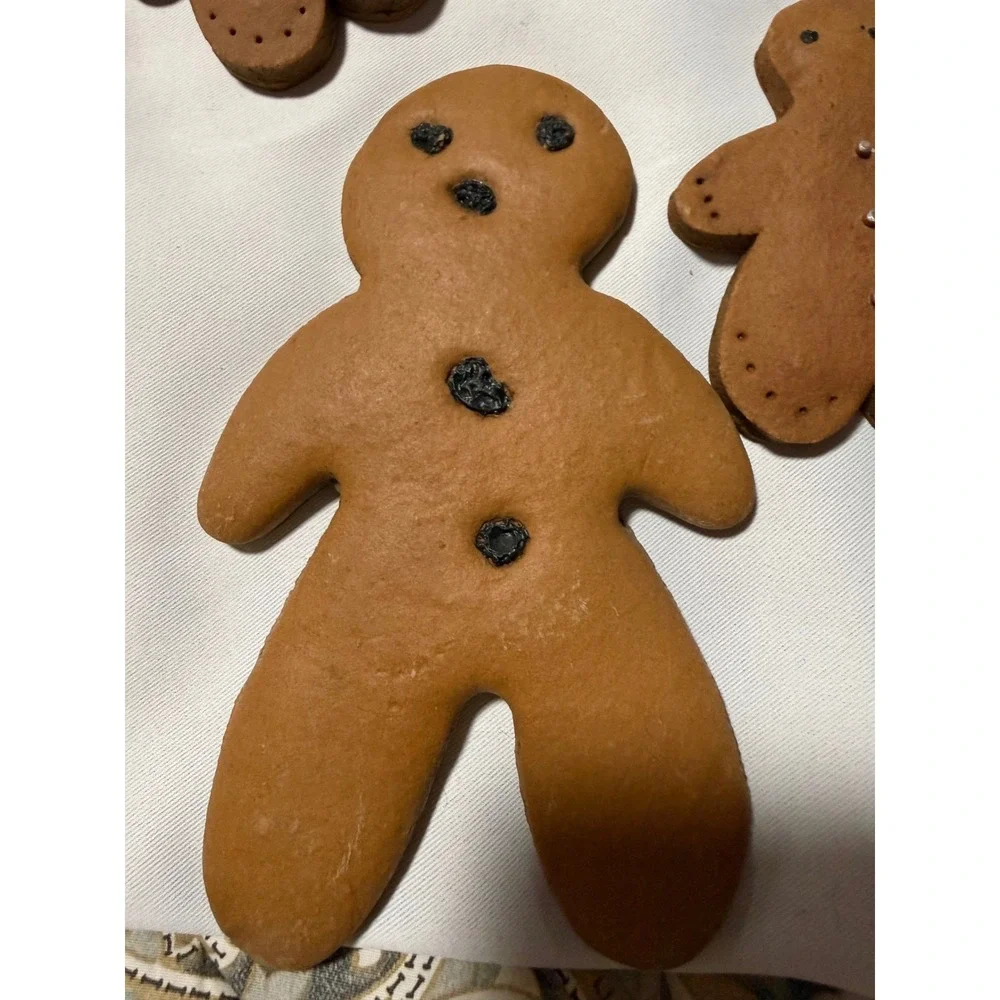 Primitive Gingerbread Family Christmas Decor Wooden Basket Rustic Folk Art Set‎